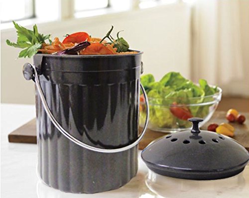 Natural Home Molded Bamboo Charcoal Compost Bin, 1 gallon, Charcoal - color: Charcoal