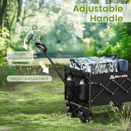 Blomoba Folding Wagon Cart with Wheels, 220lbs Utility Wagon Cart, Black - color: Black, size: Medium Without Tailgate