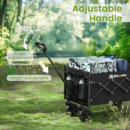 Blomoba Folding Wagon Cart with Wheels, 220lbs Utility Wagon Cart, Black - color: Black, size: Medium Without Tailgate