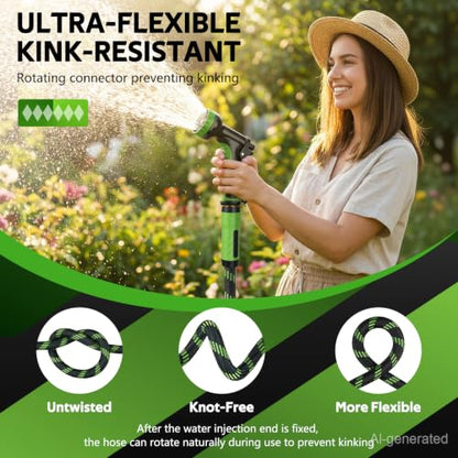 NON-EXPANDABLE Garden Hose 25 FT Water Hose with 10-Function Spray Nozzle - size: 25ft