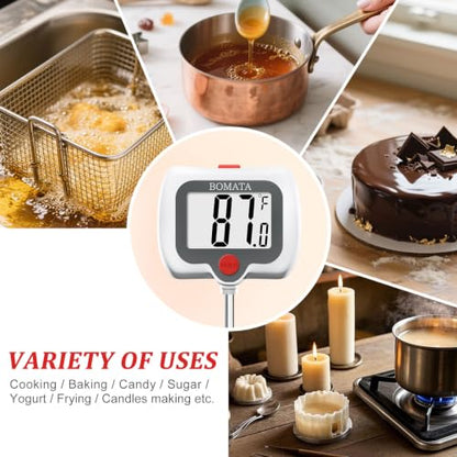 BOMATA Digital Candy Thermometer with Pot Clip, Deep Fry Oil Thermometer - color: White