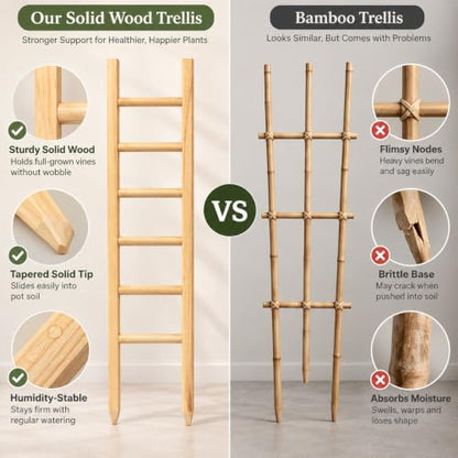 16" Wooden Trellis for Pothos & Climbing Plants - Indoor Support - size: 16" H