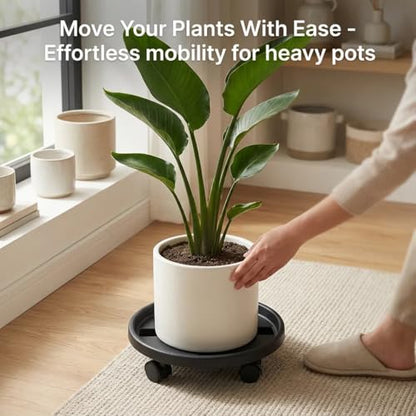 Rolling Plant Stand Outdoor 3 Pack 10 Inch Plant Caddy with Wheels, Black - color: Black, size: 10 inch