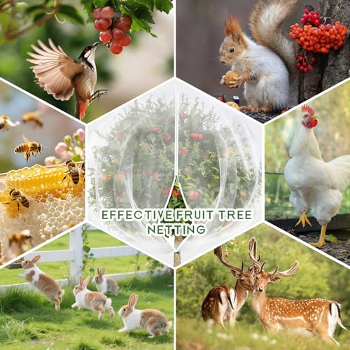 15X15 Feet Large Fruit Tree Netting Garden Netting with Zipper and Drawstring Plant Netting Insect Bird Cover for Fruits Vegetables Tree Garden Shrubs Protection - size: 15x15FT