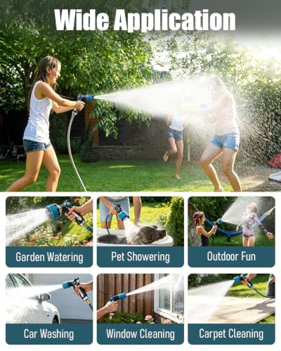 2 Pack Garden Hose Nozzle, Heavy Duty Metal Sprayer with Adjustable Spray Patterns, Easy Water Flow Control & Leak Proof Design