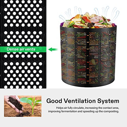 VIVOSUN 300 Gallon Outdoor Compost Bin, Expandable Composter, Easy to Setup & Large Capacity for Backyard, Lawn (Black with Gloves) - size: 300 Gallon
