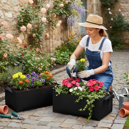 Grow Bags with Handles, Breathable Fabric Raised Garden Bed Planters for Vegetables, Flowers, Tomatoes, Potatoes and Outdoor Garden Planting(L) - size: Large