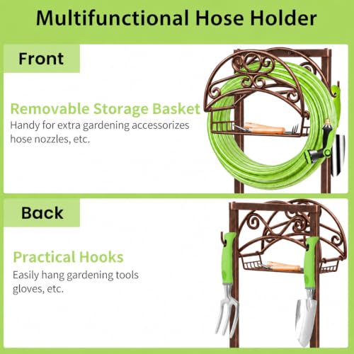 TomCare Garden Hose Holder, 4 Spikes Water Hose Hanger for 160FT Hose - color: Bronze