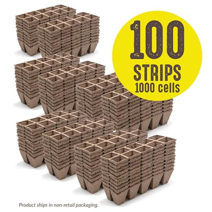 Ferry-Morse Jiffy Seed Starting Strips - Biodegradable, Plant Starter Trays - 100 Strips (1000 Cells) - Peat - color: 100 Strips (1000 Cells Total)