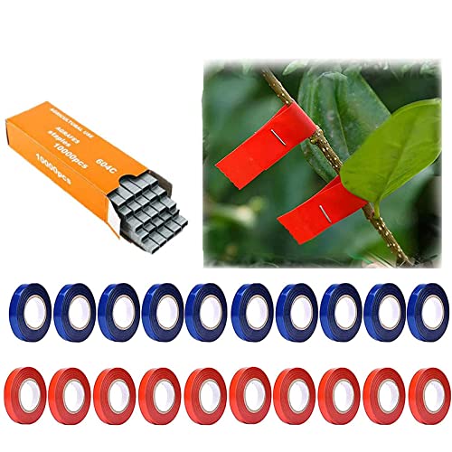 20 Pcs Plant Tying Machine Tape, 100 Feet Long x 1/2 Inch Wide, with One Box Staples, for Vegetables Tying Tool,Garden Tape for Plants - color: Accessories