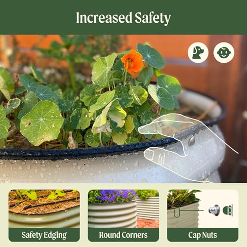 Vego garden 17" Tall 4' x 10' Giant Modular Metal Raised Garden Bed Kit, A King Sized Garden Bed for Vegetables, Flowers, Herbs, Pearl White - color: Pearl White, size: 4' x 10'