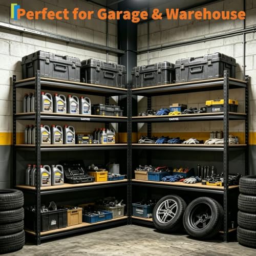Heavy Duty 5-Tier Storage Shelves, 2204 lbs, 72" H x 48" W x 24" D - size: 72" H x 48" W x 24" D