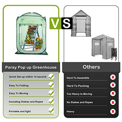 Porayhut Pop Up Greenhouse Tent,Portable X-Large Walk-in Flower House ,Indoor Outdoor Gardening Plant Sunshine Room with PE Mesh Cloth Cover for Protecting Plant from Cold Frost & Birds - style: 52'' Tall Flower House Tent