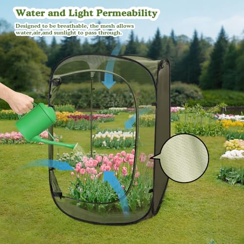 24"x24"x36" Pop Up Mesh Plant Covers, Insect Barrier Plant Enclosure - color: Green