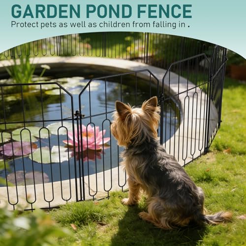 Goovilla Garden Fence, Total 25ft(L) x 21in(H), 25 Pcs, Rustproof Metal - size: Square arch with Curved
