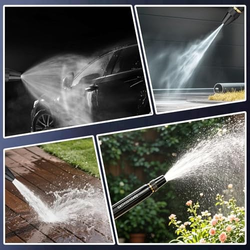 2026 High Pressure Car Wash Nozzle, Adjustable Jet Spray Nozzle for Garden Hose, Heavy Duty Metal Water Hose Nozzle with Quick Connector, Clamps for Car Washing, Patio Cleaning, Watering Plants
