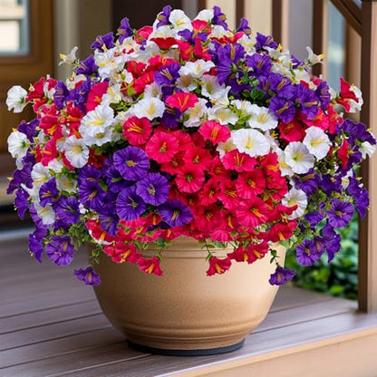AXYLEX Artificial Morning Glory Outdoor, 16 Bundles Fake Flowers (Multi) - color: Multi16pcs - White+red Pink+purple