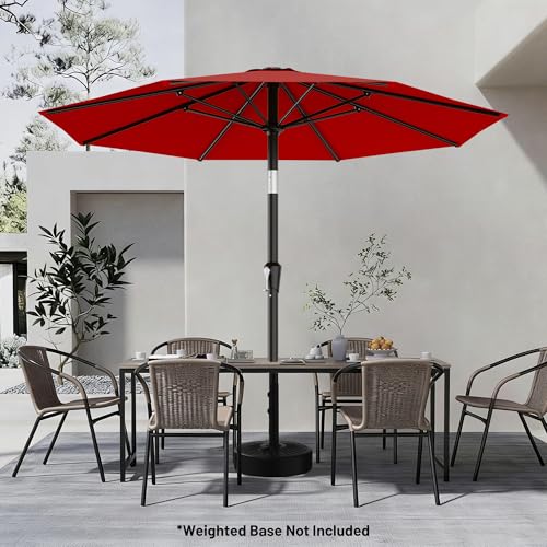 AreShark 9FT Outdoor Patio Umbrella with Tilt and Crank, Red - color: Red, size: 9ft