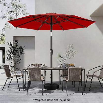 AreShark 9FT Outdoor Patio Umbrella with Tilt and Crank, Red - color: Red, size: 9ft
