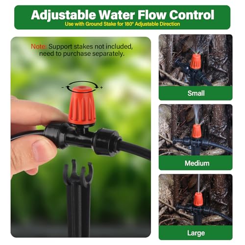 Kalolary 30Pcs Push-to-Fit Drip Irrigation Spray Emitters for 1/4" Tubing - size: 1/4” Push-to-Connect Tee- Misting- 30P Orange