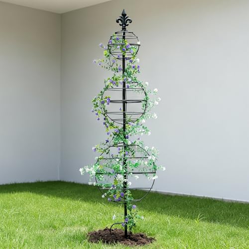 49.5" Obelisk Trellis for Climbing Plants - Elegant Garden Decor - color: black-50"x12"