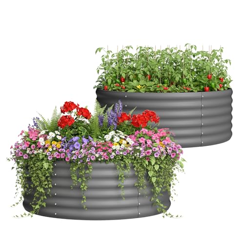 Besebay 2-Pack 4x1.5ft Galvanized Raised Garden Bed, Outdoor Planter Bed, - color: Dark Grey, size: 4x4x1.5ft (2PCS)