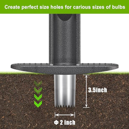 Dolibest Bulb Planter Tool w/Soft Rubber Grip, Grass Plugger Tool w/Stainless Steel Sharp Serrations, pre-Assembled Sod Plugger w/Centre Auto Dump Design for Lawn Planting Bulbs and Grass Repair - color: Black A-3.5'' depth