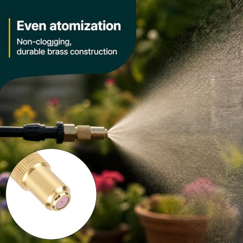 2pcs Brass Spray Nozzle Tips, Brass Screw on Cone Sprayer Nozzle Tips Adjustable Mist & Stream Modes, Heavy-Duty Nozzles Repair Replacement Kit for Garden Lawn Farm Sprayer