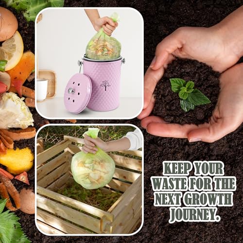 AOSION Countertop Compost Bin, Odor-Free Food Waste Container with 50 Bags - color: Pink