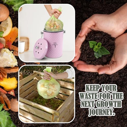 AOSION Countertop Compost Bin, Odor-Free Food Waste Container with 50 Bags - color: Pink