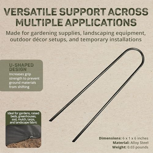 DeWitt 6 Inch U-Shaped Rounded Top Steel Anchor Pins, Silver, 100 Count