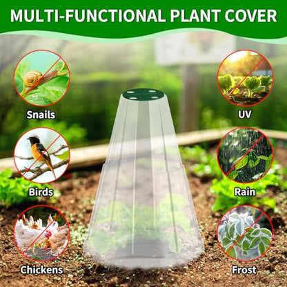 Garden Cloches for Plants, 20 Pack Garden Cloche with Rotary Vent, Reusable Bell Plant Covers with 40Pcs Ground Stakes, Plant Cloche Protectors from Animals Snails Birds Chickens, 7.9" H X 6.7" D