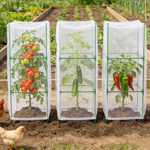 3Pcs 55"×19.7" Garden Bird Netting Plant Cover for Square Plant Cage - size: Square Cage Covers（Cover Only）