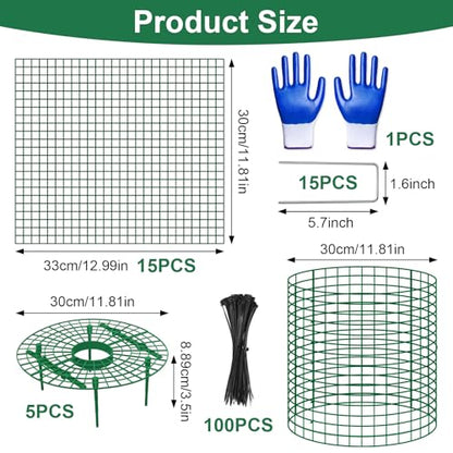 5 Sets Strawberry Plant Support with Wire Plant Protectors, 12.9"x 11.8" Wire Plant Cages and Strawberry Growing Racks, Animal Protection for Strawberry Tomato Garden Vegetables Plants
