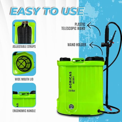 Battery Powered Backpack Sprayer-18V Dual Battery 2.6 Gal, Adjustable 0-100 PSI Pressure, 7 Nozzles, Telescopic Wand, Electric Sprayer, Lawn & Garden Use - color: Model1-Two Battery-2.6 Gal
