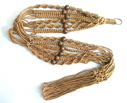 65 Inch Macrame Plant‑Hanger, Jute‑Rope Hanging‑Planter for 8‑10‑Inch Pots
