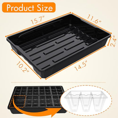 Gardzen 10 Pack Seed Trays Reusable Plant Grow Trays No Drain Holes - size: 15.7L x 11.6W x 2.4H