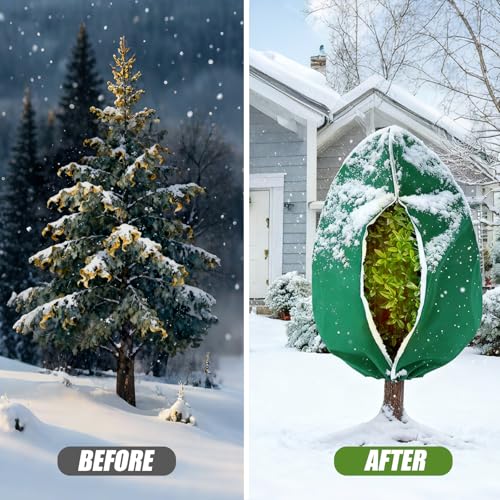 5Pcs Plant Frost Protection Covers 23.6x31.5 Inches – Reusable Breathable Freeze Blankets with Drawstring, Waterproof Non-Woven Fabric Frost Cloth for Winter Plant, Shrub, Tree, and Garden Protection - style: Small