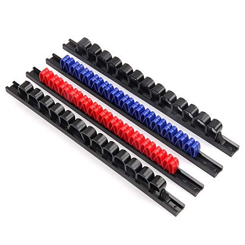 CASOMAN 4 pcs Screwdriver Organizer and Wrench Organizer, Hand Tool Holder, Plastic Rail Wrench Hanger with Clips - size: 4pcs