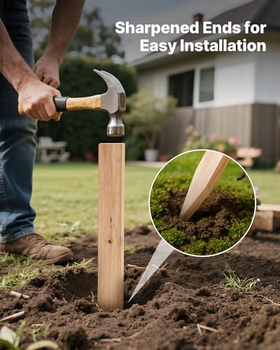 VEVOR Wooden Garden Stakes, 25 Pcs 24 x 0.5 x1.5 in Survey Grading Stakes, Garden Ground Stake with Sharp Point, Fir Wood Plant Support Stake, Sign Posts for Silt Fence Backyard Boundaries Baselines - style: 0.5 x 1.5 x 24in+25pcs