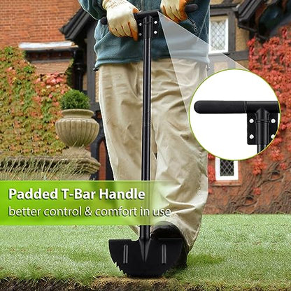 Lawn Edger Tool, Half Moon Edger and Sharp Round Saw Tooth Blade, Wide Footstep, Manual Edger Landscaping Tools for Sidewalk, Border, Garden, Grass, Heavy Duty full Metal Edging Tool 37” Long Handled