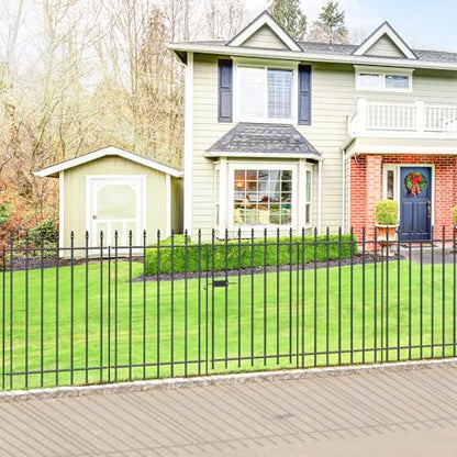 Decorative Metal Garden Fence with Gate 36" x 10', Dog Fence Outdoor - size: 36″H x 10ft (1Gate+4Panels)