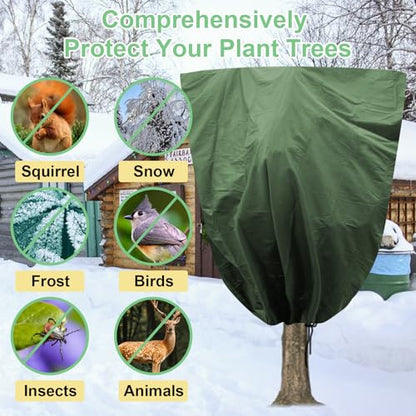 110" x 79" Large Plant Covers Freeze Protection, Thicken Plant Frost Cover - color: Dark Green