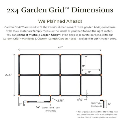 Garden Grid 2x4 | Garden Drip Irrigation System for Raised Beds | Pre-Built - size: 2x4, style: Standard