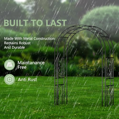 unho Metal Garden Arbor Trellis, Black Arch for Climbing Plants 84 * 52in - size: 52*21*84inch