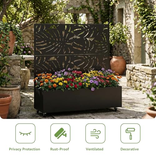 Metal Raised Garden Bed with Trellis and Wheels, 47"x47"x16" (Black-Summer) - color: Black-summer, size: 47"x47"x16"