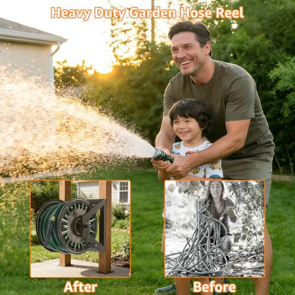 GOFORWILD Wall/Floor Mount Hose Reel, Holds 200-Feet of 5/8-Inch Hose