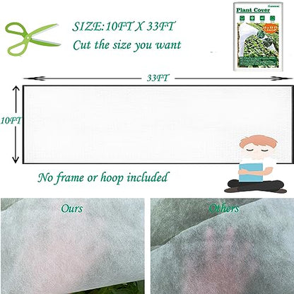 Garutom Plant Covers Freeze Protection 10ft x 33ft 1.1 oz Frost Cloth Plant Freeze Protection, Frost Blankets for Outdoor Plants Winter or Floating Row Covers Shade Cloth for Gardens, Vegetables - size: 10 x 33 ft