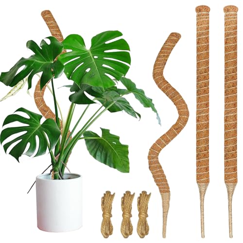 3 Pack 26.8'' Moss Pole for Monstera, Bendable Coco Coir Plant Support Stakes - size: 3 Pack（26.8-Inch）