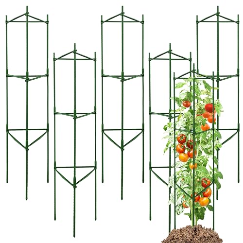 TCBWFY 6-Pack 48-Inch Adjustable Tomato Cages, Heavy-Duty Metal Plant Support Trellis for Garden and Pots, DIY Tomato Stakes, Height Adjustable 16 to 288 Inches - size: 48"-6pcs